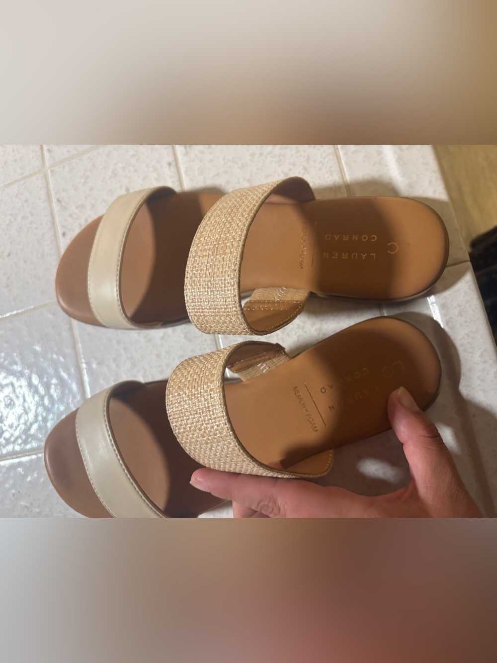 LC Lauren Conrad Natural Woven Slide Sandals